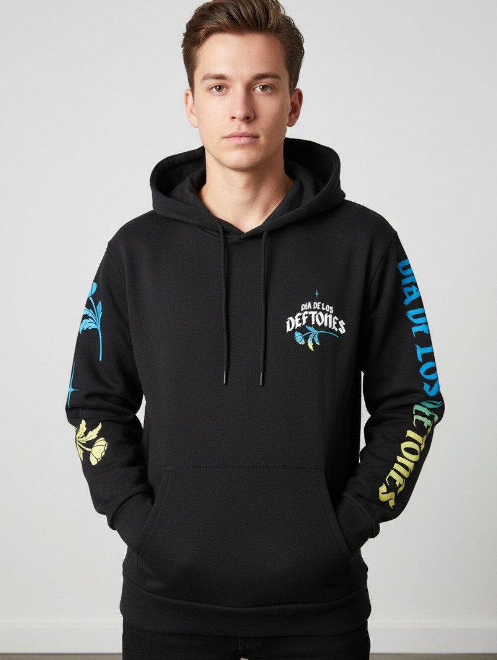 Dia De Los Deftones Black Band Hoodie with Dove Graphic Limited Stock - 2 Avail